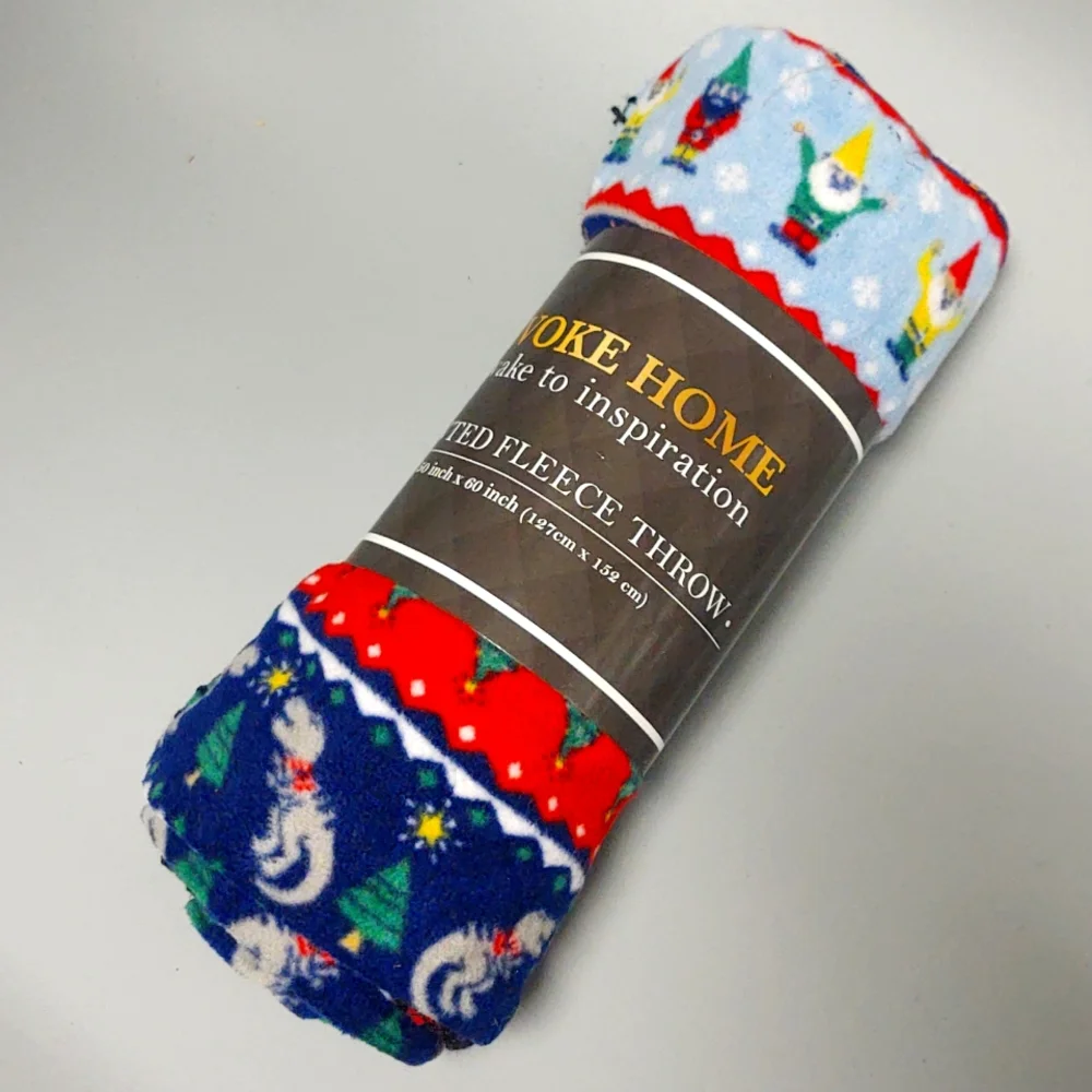 Printed Fleece Throw New Christmas